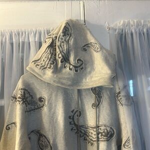 WOOYOUNGMI Paisley Appliqué Hoody Men Size 50 XX-Large Grey